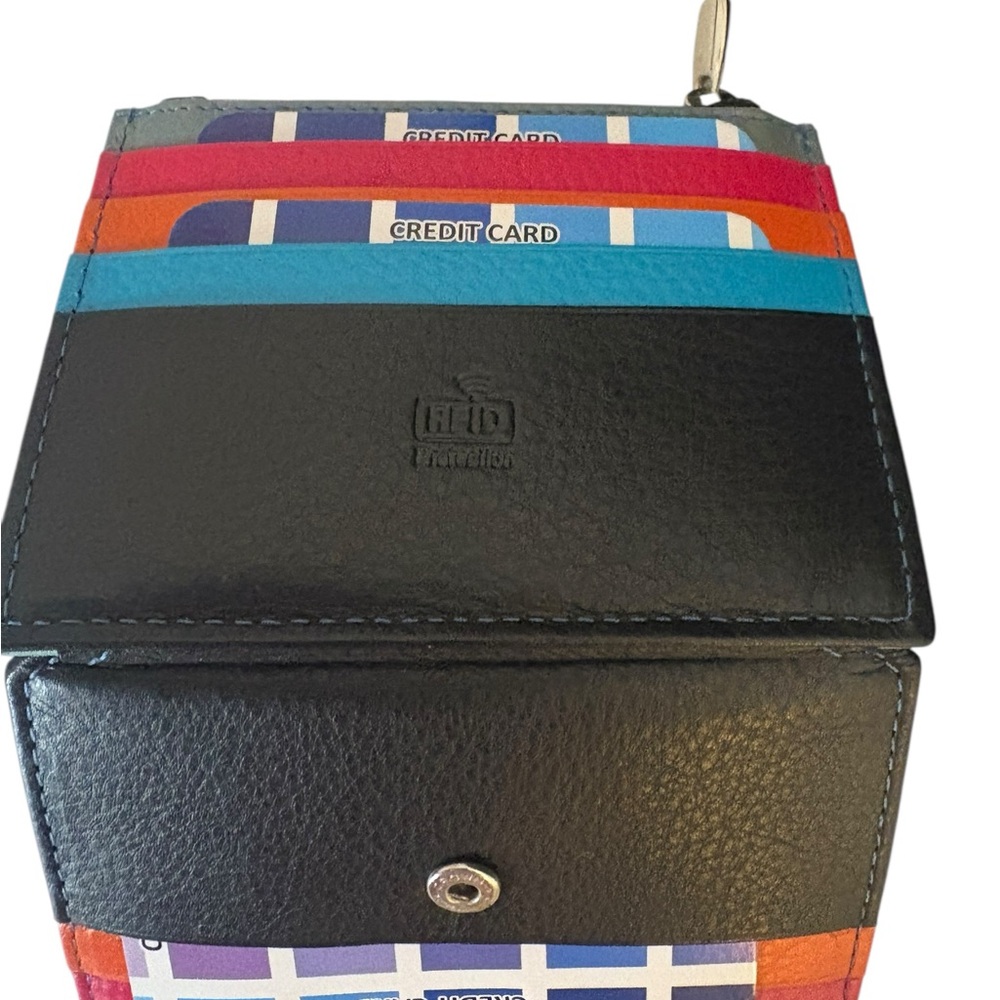 Vera Pelle Italian leather Multicolor Leather Card Holder NIB purchased in Italy - Picture 4 of 11